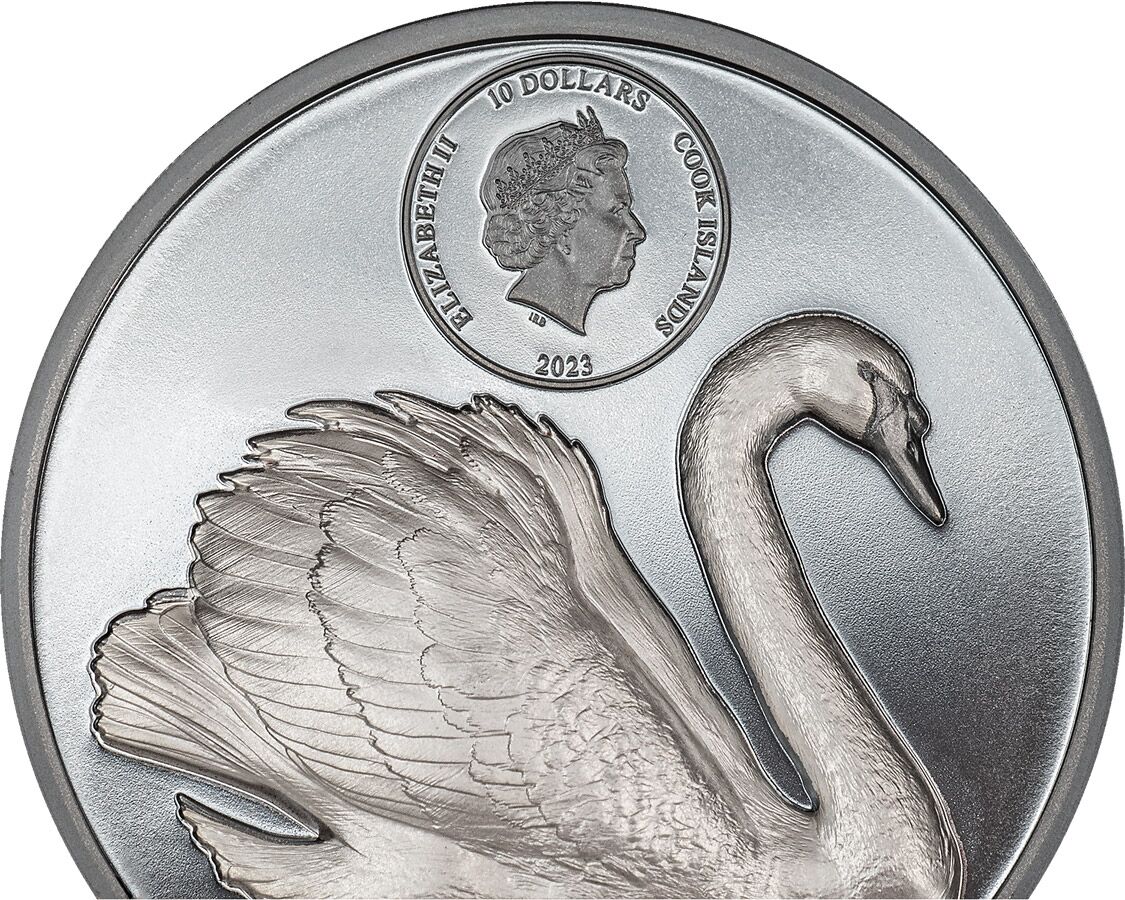 30254_Black-Swan_o 2023 Cook Islands 2 oz Black Swan High Relief Black Proof Silver Coin