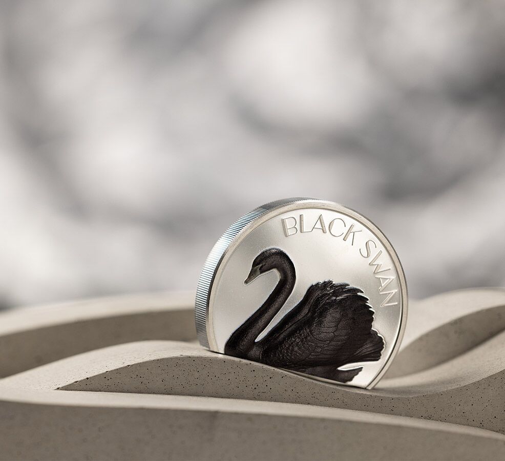 30254_Black-Swan_s3 2023 Black Swan 2 oz High Relief Black Proof Silver Coin