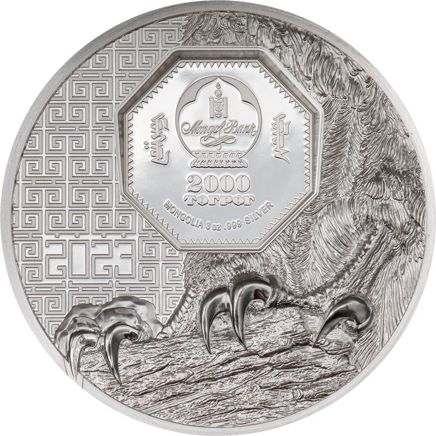 蒙古　モンゴル 2023 Mongolia 3 oz Mongolian Falcon High Relief Silver Proof