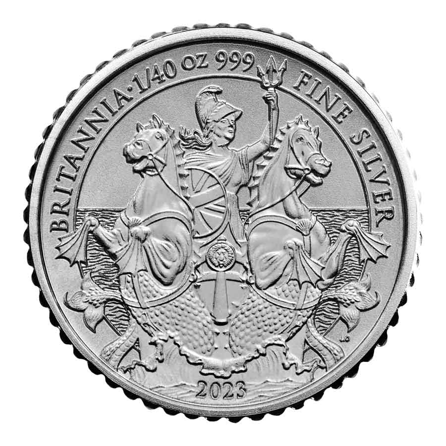 The-Britannia-2023-Frosted-Set-1-40oz-Reverse---BR23SFRFS 2023 1/40 oz Britannia Reverse Frosted Silver Proof Coin