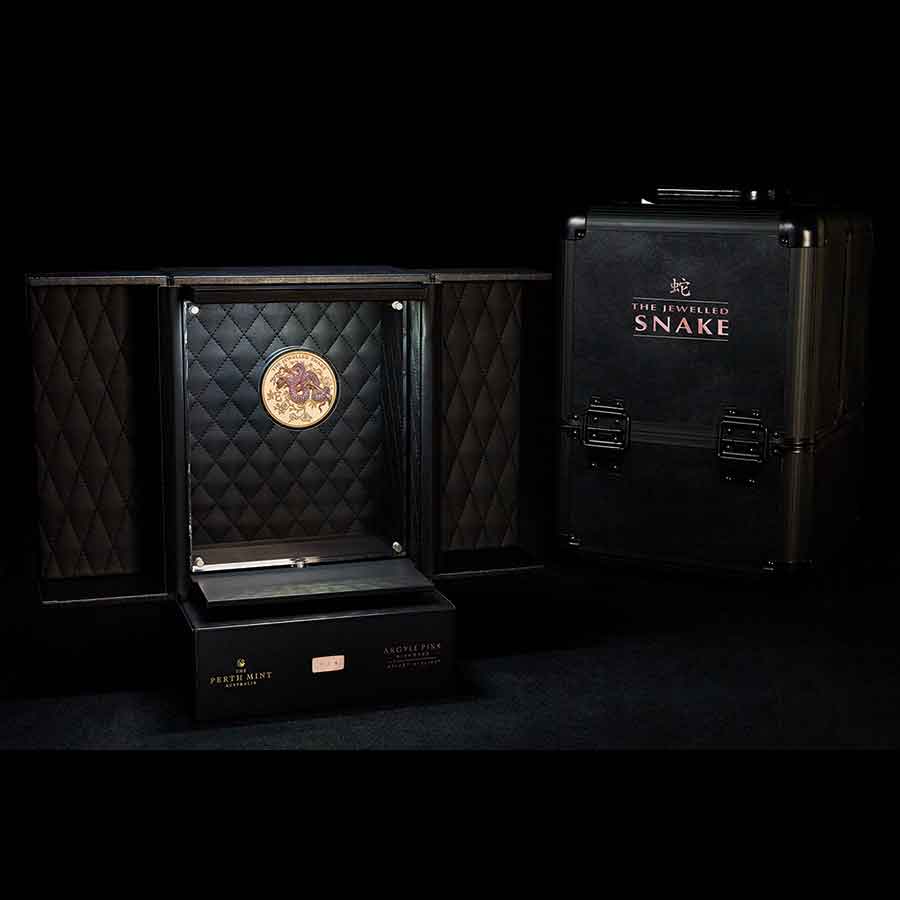 Untitled-7 Jewelled Snake Pave Pink Diamond Gold Proof Coin