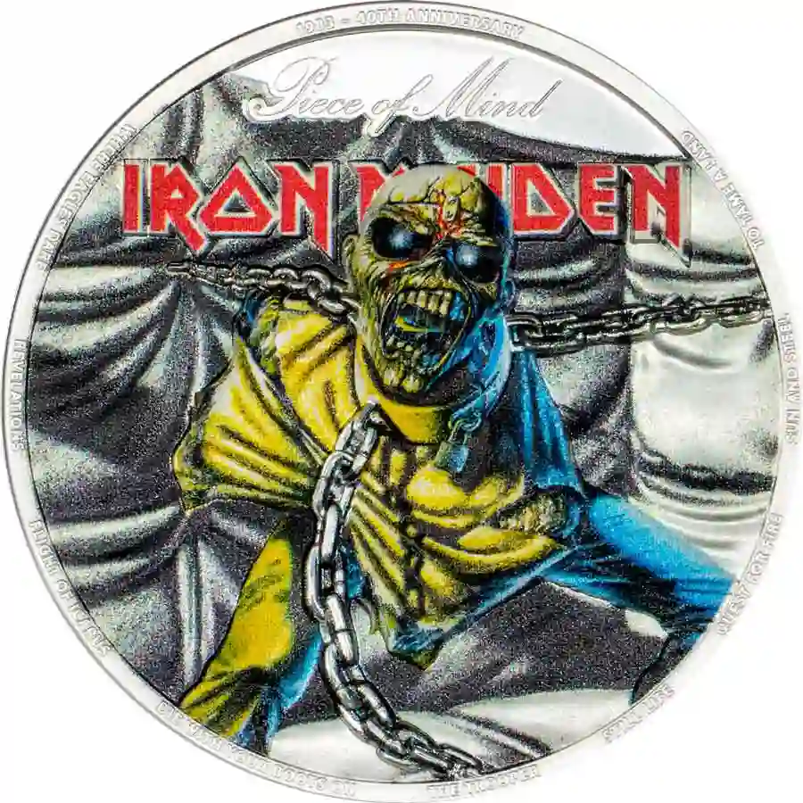 30294_Iron-Maiden-Piece-of-Mind-Ag-_r 2023 Cook Islands 2 Ounce Iron Maiden Piece of Mind Silver Proof Coin