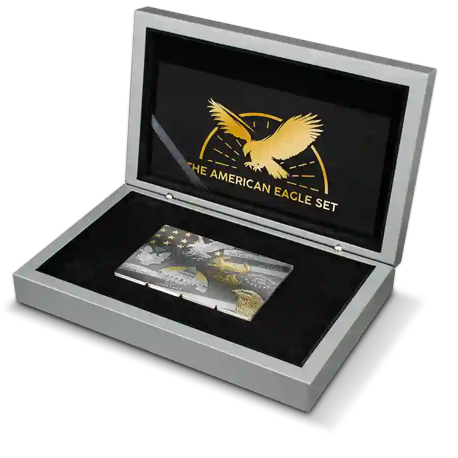 AmericanEgaleSet_Box_open 2023 Barbados American Eagle Color Silver Coin Collection