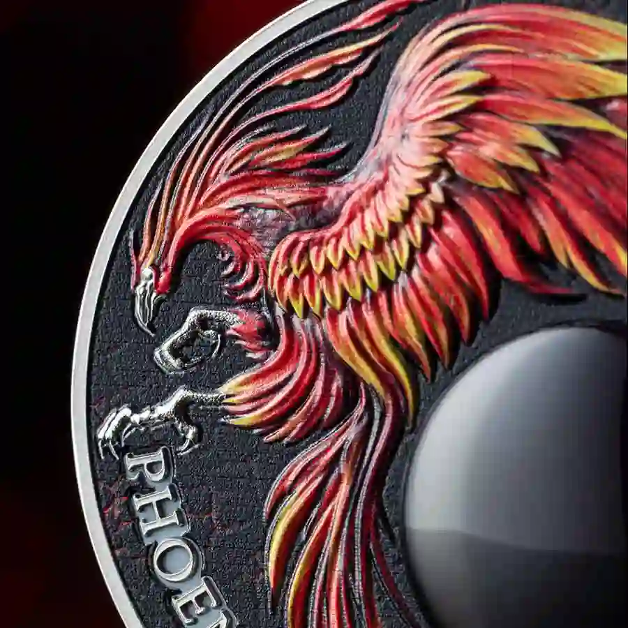 CF_Phoenix_fragm1_1000x1000 2023 Phoenix 2 oz Obsidian Insert High Relief Silver Coin