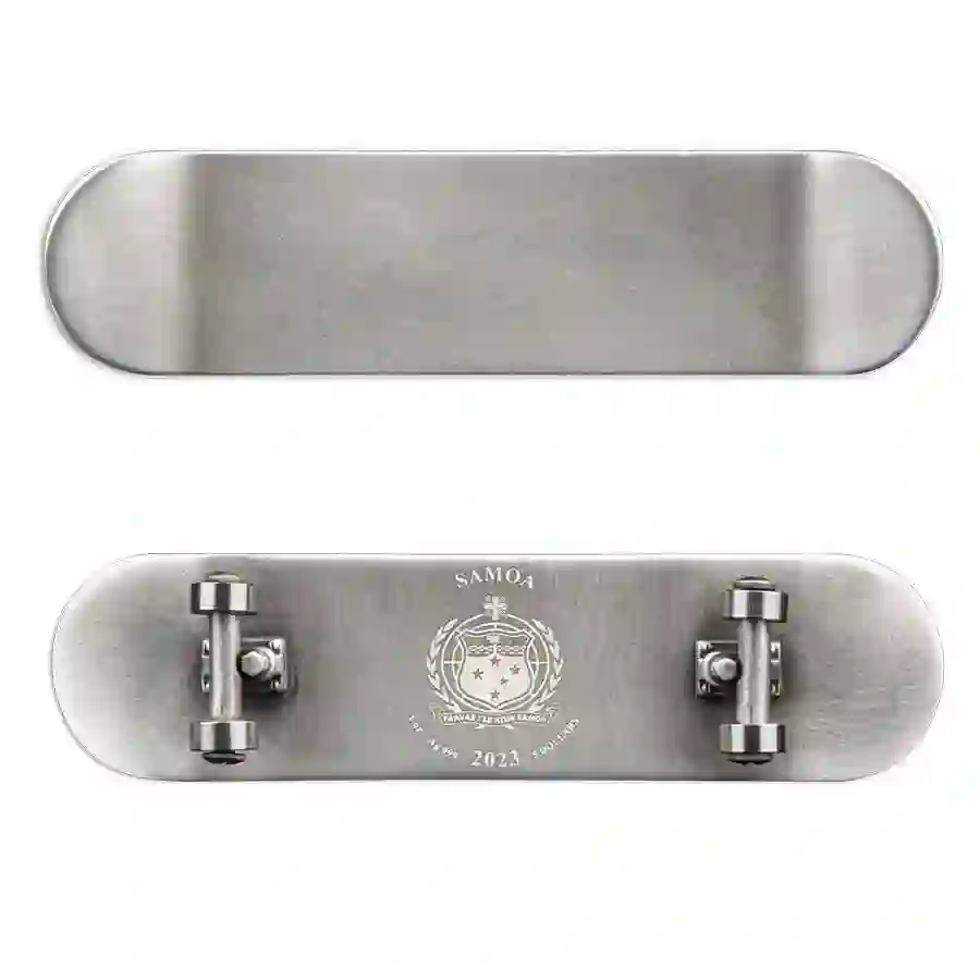 Skateboard-1 2023 Samoa 1 oz Skateboard Antique Finish Silver Coin