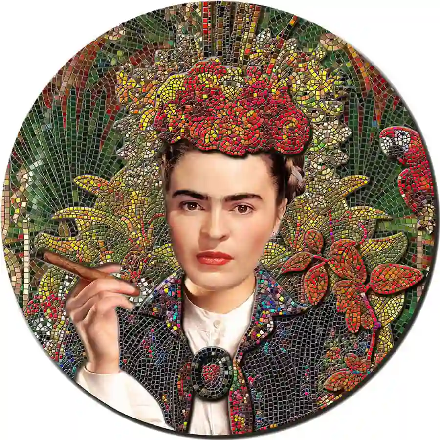 8358_1 2023 Palau 3 Ounce Frida Kahlo La Maravilla Micromosaic Passion II Silver Coin