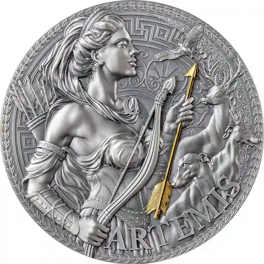 GGM_Artemis_rev_1000x1000 2023 Cameroon 3 Ounce Artemis 24K Gilded High Relief Silver Coin
