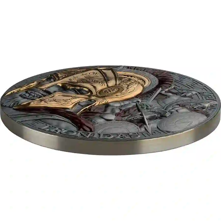 1134214_-GC_Leonidas_pro 2023 King Leonidas 5 oz HR Antique Finish Silver Coin