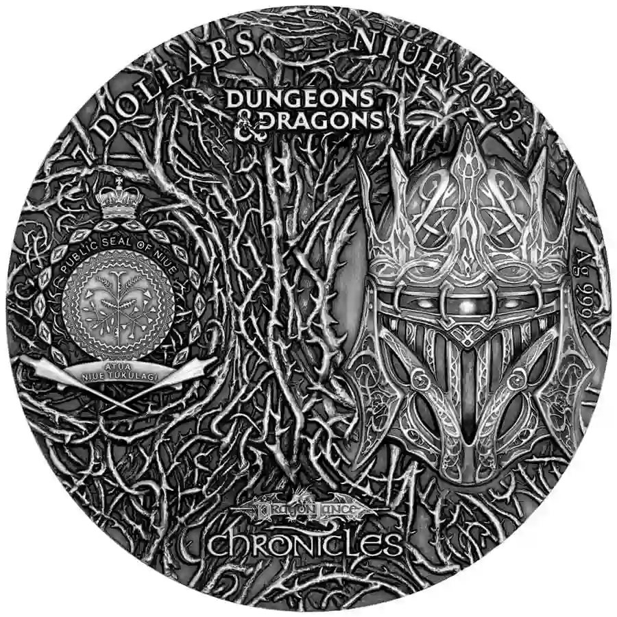Dragonlance_obversex 2023 Niue 3 oz Dragonlance Dungeons and Dragons UHR Silver Coin