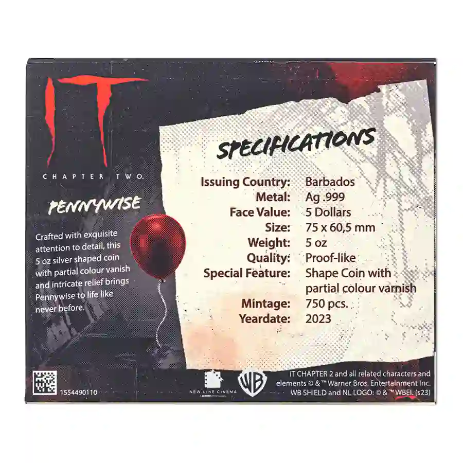 pennywise-box Pennywise 5 oz Proof-like Silver Coin