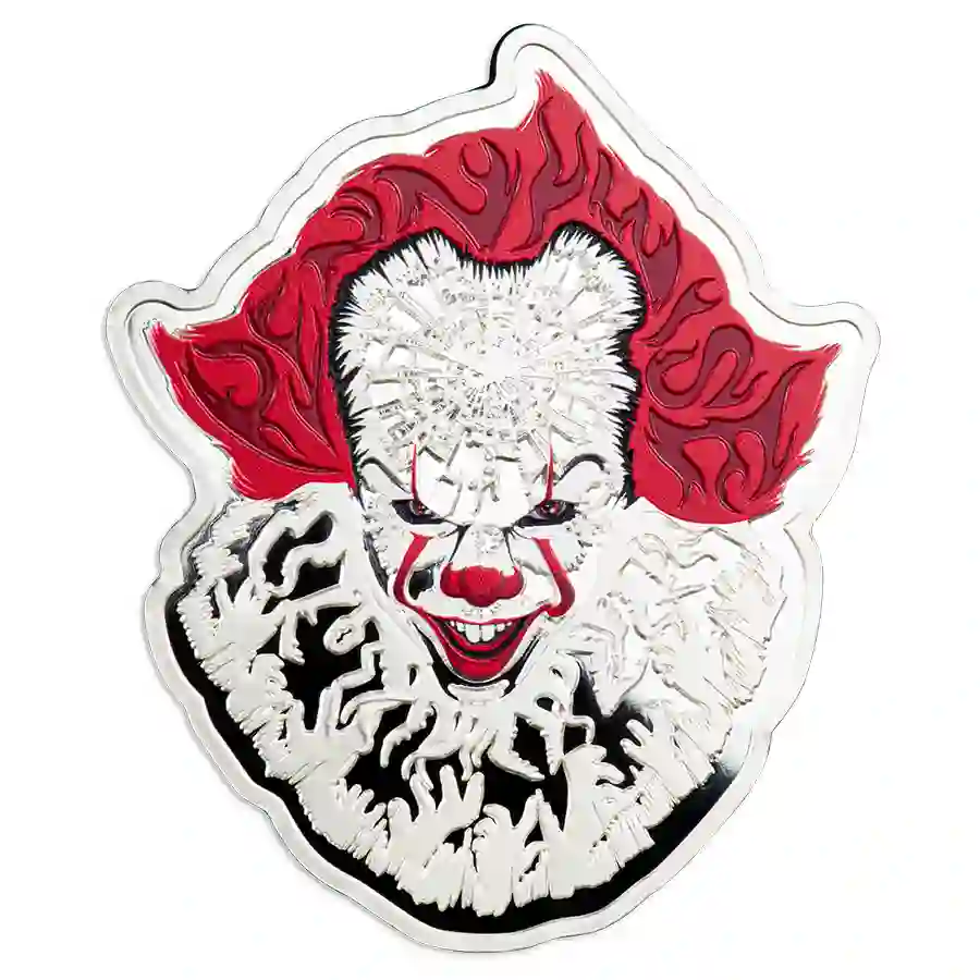 pennywise-rev 2023 Barbados 5 Ounce Pennywise Shaped Proof-like Silver Coin