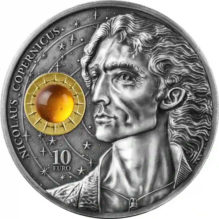malta-copernicus-2oz-silver-bu-900px_a 2023 Malta 2 Ounce Nicolaus Copernicus Antiqued Silver Coin