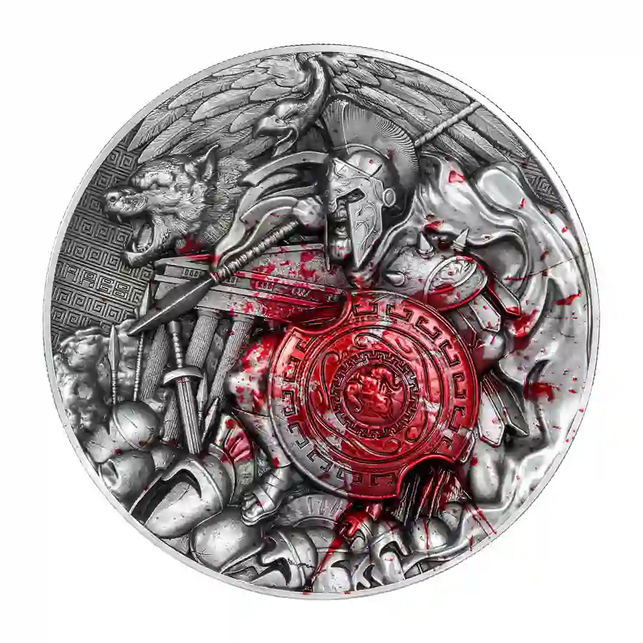 01-Ares 2024 Chad 10 Ounce Ares Ultra High Relief Antique Finish Silver Coin