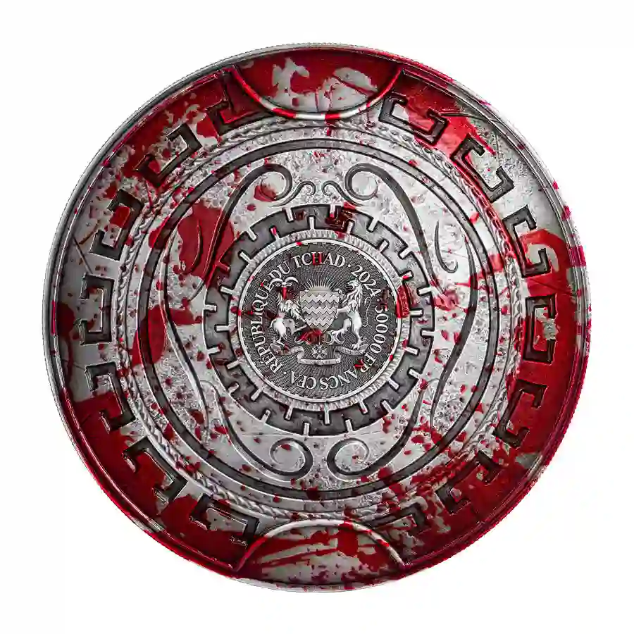 02-Ares 2024 Chad 10 oz Ares Ultra High Relief Antique Finish Silver Coin