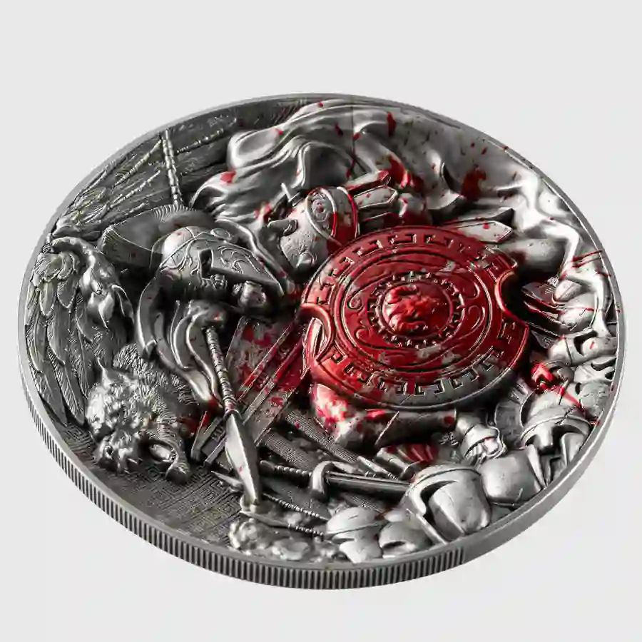 07-Ares 2024 T'Chad Ares 10 oz Ultra High Relief Antique Finish Silver Coin