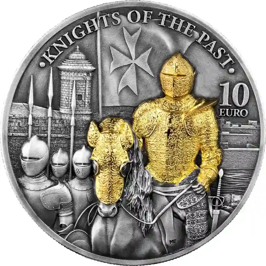 knights-of-the-past-10-euro-2-oz-silver-bu-awers_900px 2023 Malta 2 Ounce Knights of the Past 10 Euro High Relief Silver Coin