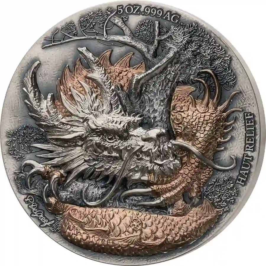 2024 Ivory Coast 2 X 5 oz Edition Signature Dragon Silver Coins