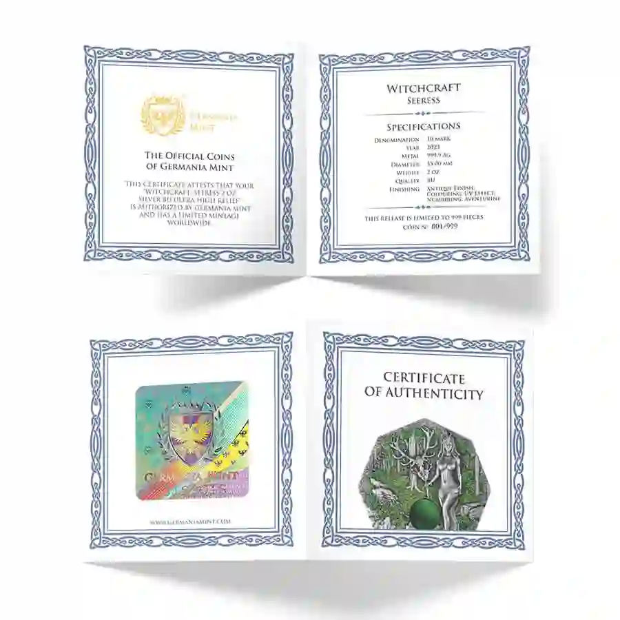 2-oz-cert Witchcraft Seeress 2 oz Ultra High Relief Silver Round