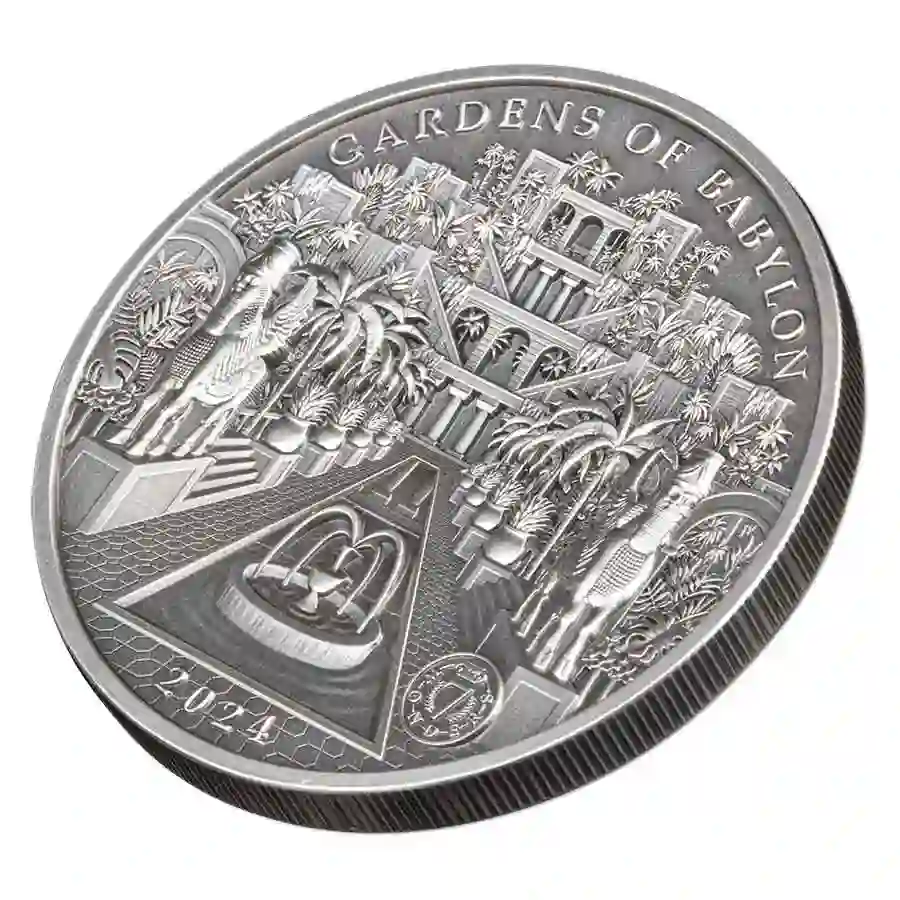 2024 Solomon Islands Gardens of Babylon Multilayer Silver Coin