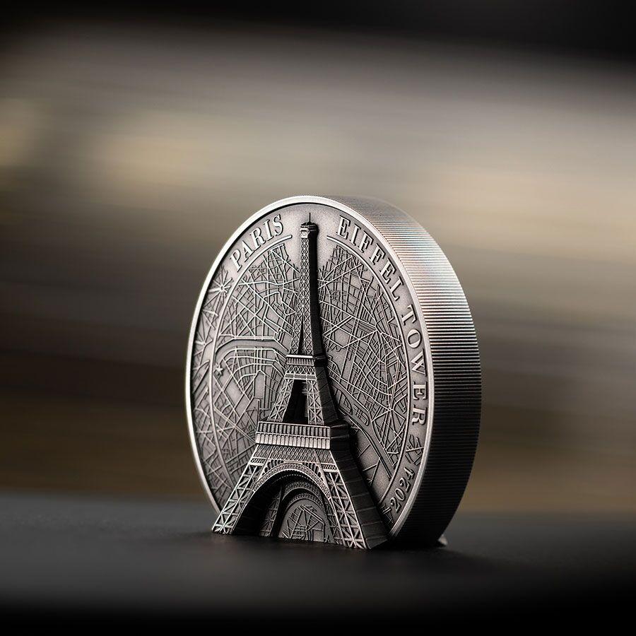 30421_Eiffel-Tower-2024---5oz_s2 2024 Eiffel Tower Ultra High Relief Silver Coin