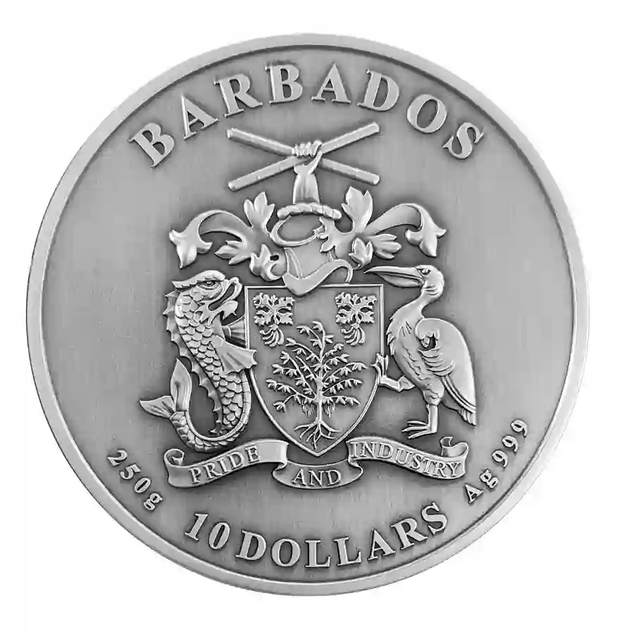 Boston_Tea_Party_OV 2023 Barbados Multilayer Boston Tea Party 250 Gram High Relief Silver Coin