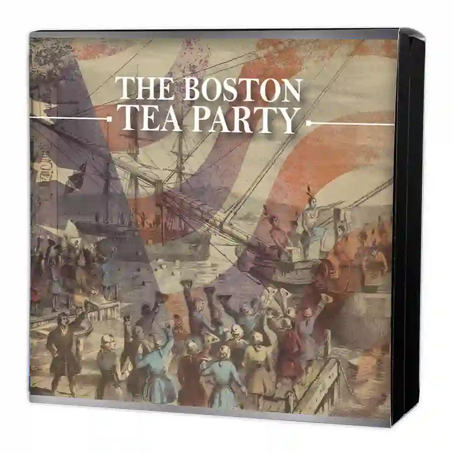 Box-closed_Bosten_Tea_Party 2023 Boston Tea Party Multilayer Silver Coin
