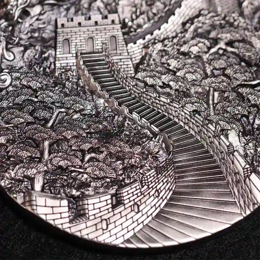 Antique-Silver-Close-up-Shot-2 2024 Dragon Awakening & Great Wall 5 oz Silver Coin