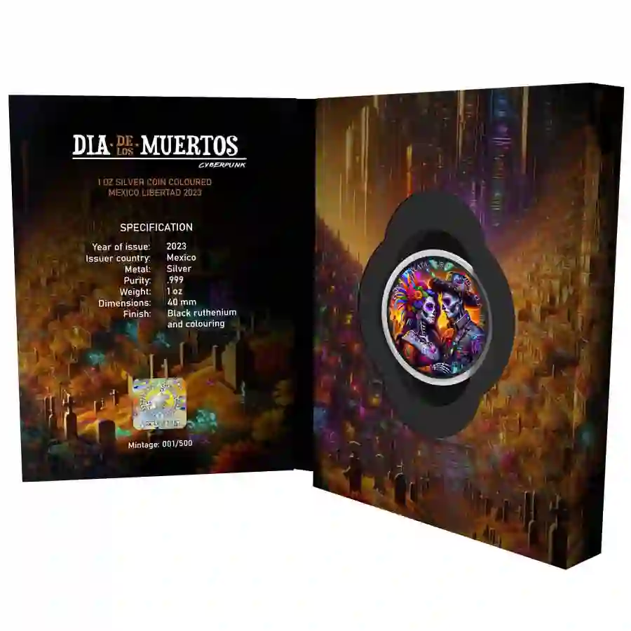 Dia-de-los-Muertos-2023_inside 2023 Mexico Cyberpunk Dia de los Muertos Silver Coin