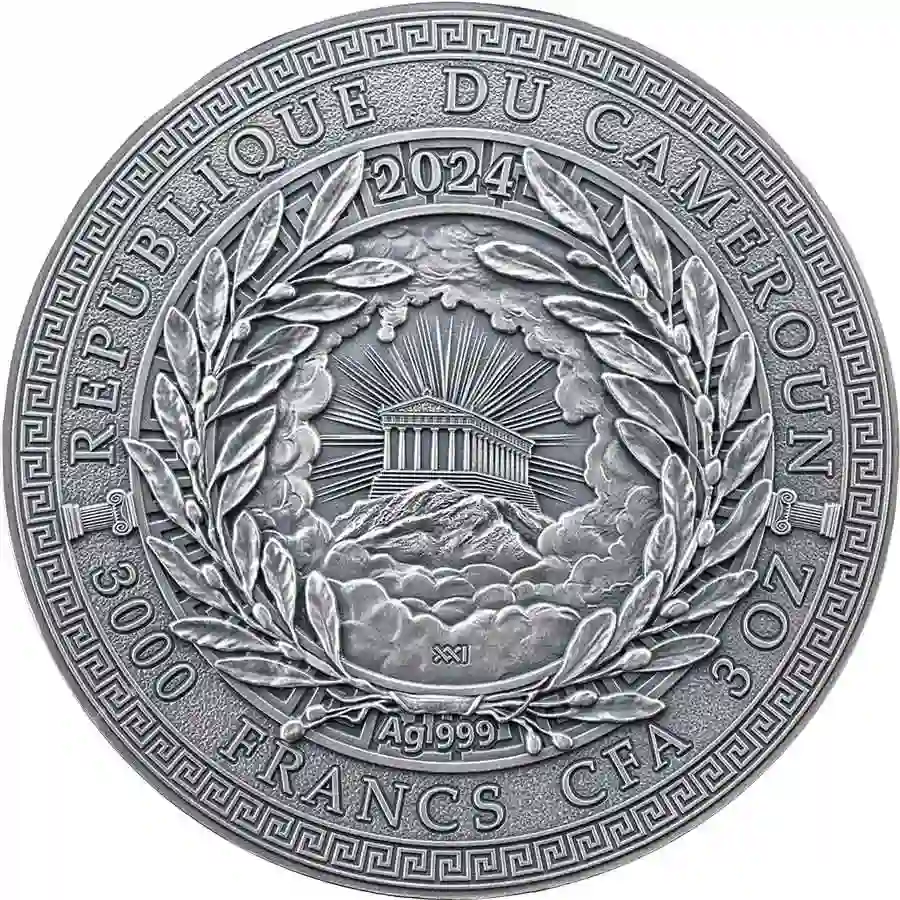 GGM_Hermes_obv_1000x1000 2024 Cameroon 3 oz Hermes 24K Gilded High Relief Silver Coin