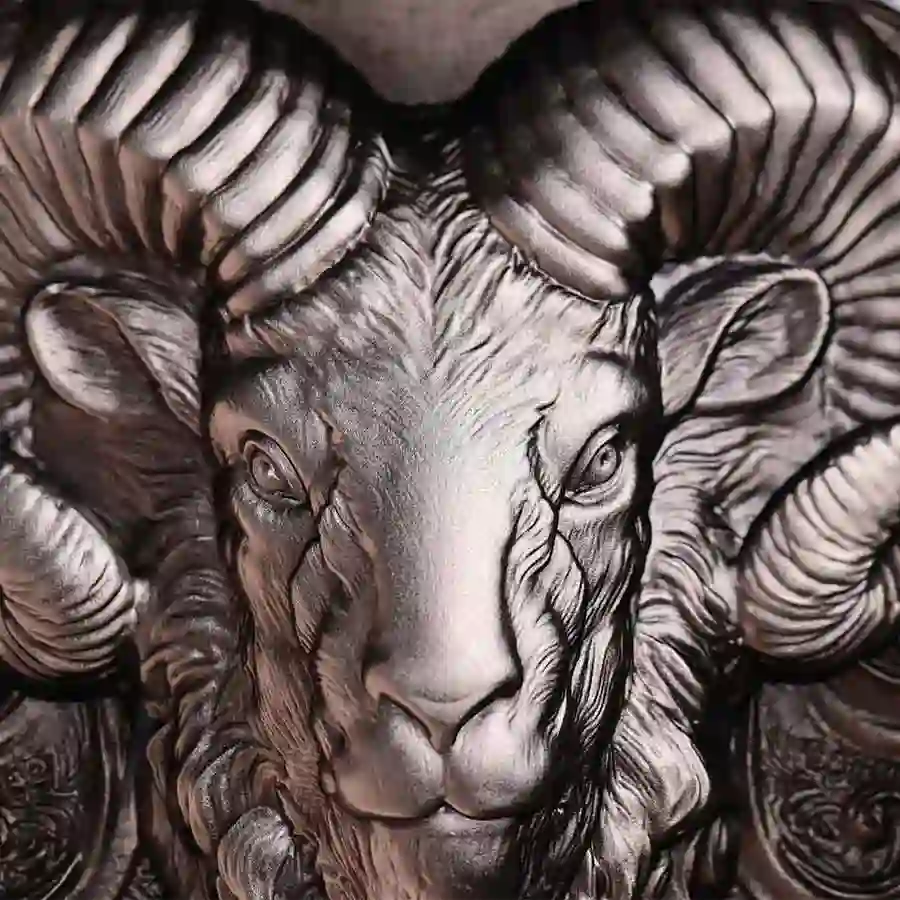 Detail-Shot-Aries-Niue-(2) Aries UV Color High Relief Antique Finish Silver Coin