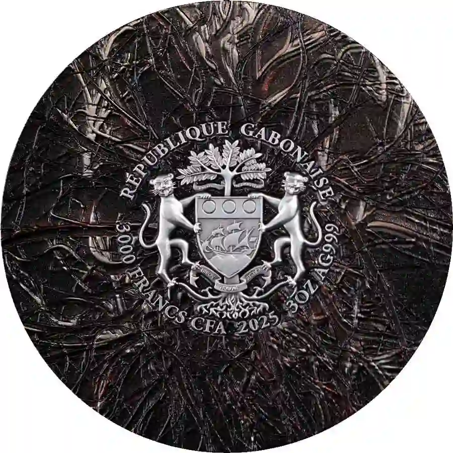 Reverse-Greater-ThornBird-République-Gabonaise 2025 Gabonaise Greater Thorn Bird High Relief Color Silver Coin