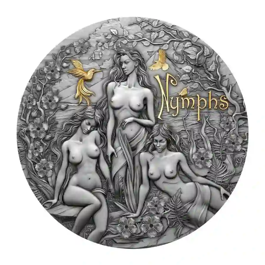 nymphs_reverse-2 2024 Cameroon 2 Ounce Nymphs High Relief Antique Finish Silver Coin