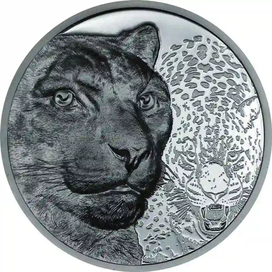 30572_Snow-Leopard-Silver-2oz-BP_r 2024 Mongolia 2 Ounce Snow Leopard Ultra High Relief Black Proof Silver Coin