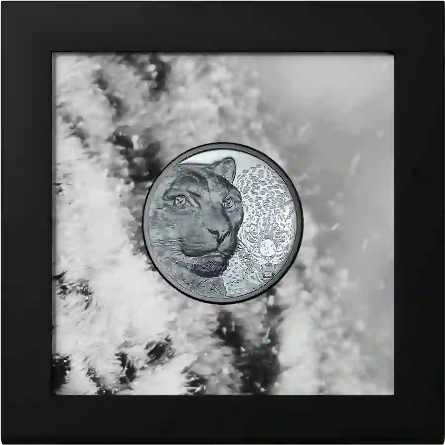 2024 Mongolia 2 oz Snow Leopard UHR Black Proof Silver Coin