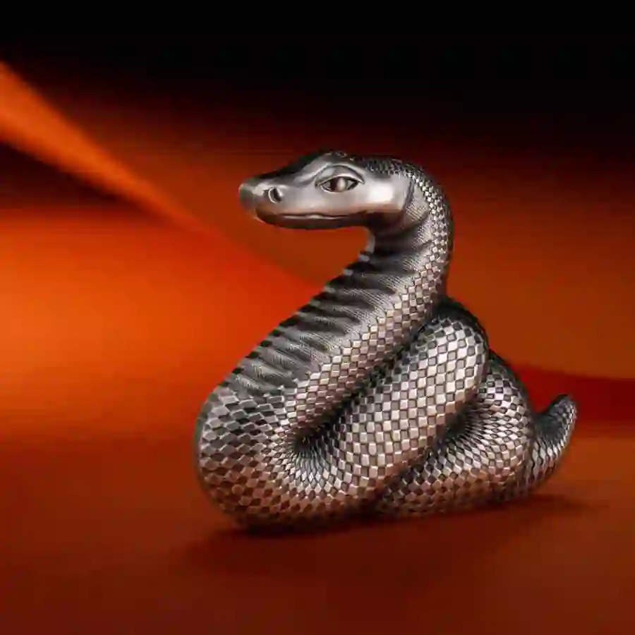 30715_Nimble-Silver-Snake---Ag_s1 Mongolia Nimble Snake 1 oz Shape Minted Silver Coin