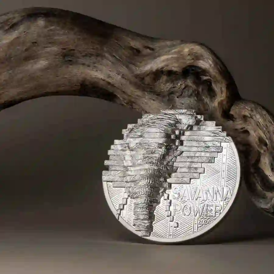 30749---Reconstruction---Elephant_s1 Savanna Power Elephant Ultra High Relief Silver Proof Coin