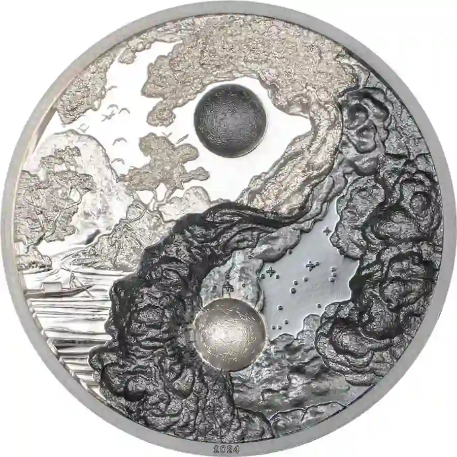 30777_Yin-and-Yang_r 2024 Palau 1 Ounce Yin and Yang Ultra High Relief Black Proof Silver Coin