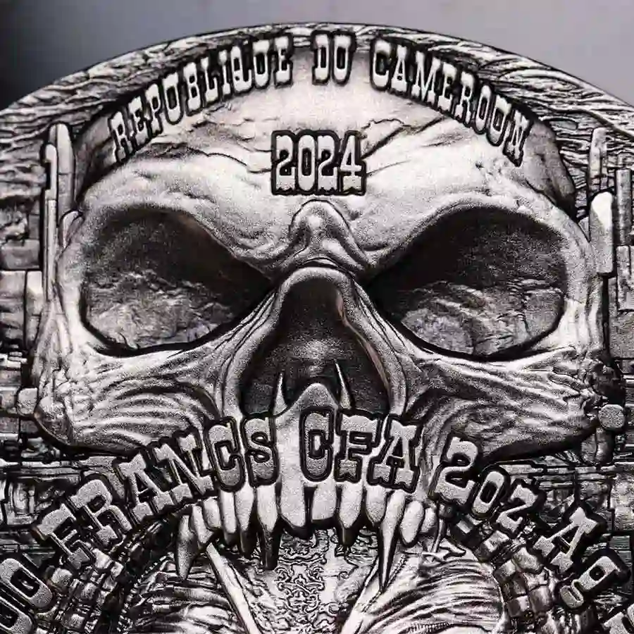 Detailed--Shot-Behemoth-Cameroun-Antique-(4) 2024 Cameroon Behemoth High Relief Antique Finish Silver Coin