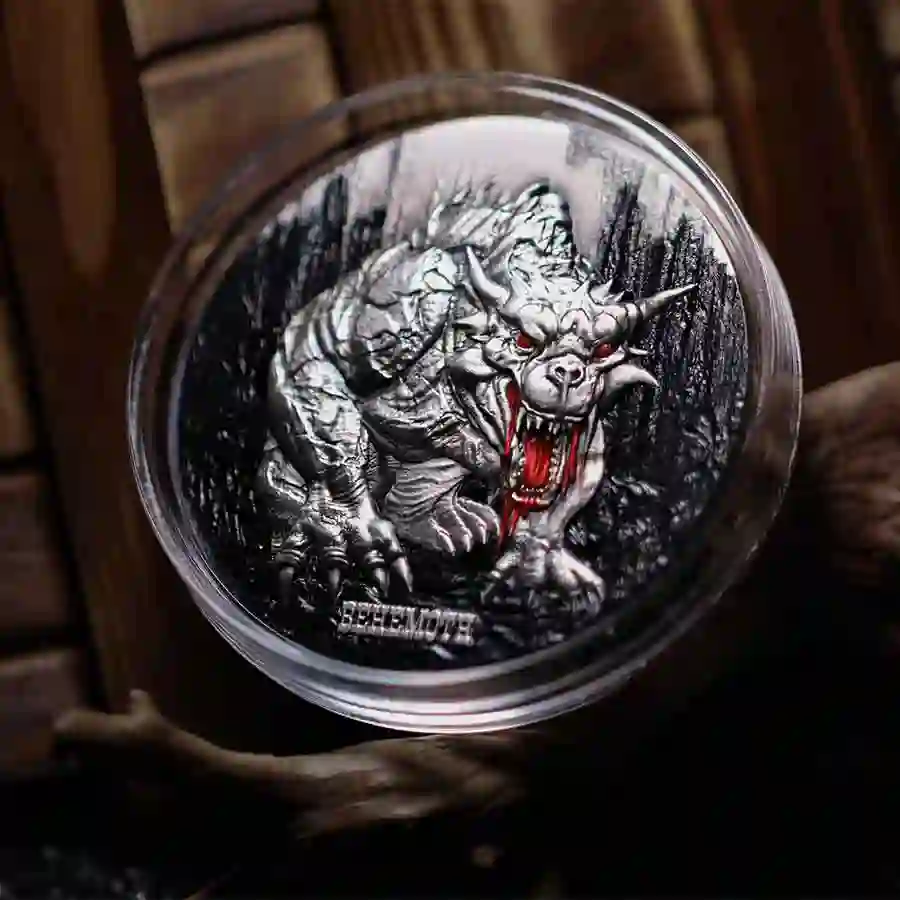Mood-Shot-Antique-with-Colour-Behemoth-Cameroun-(1) Behemoth High Relief Color Antique Finish Silver Coin