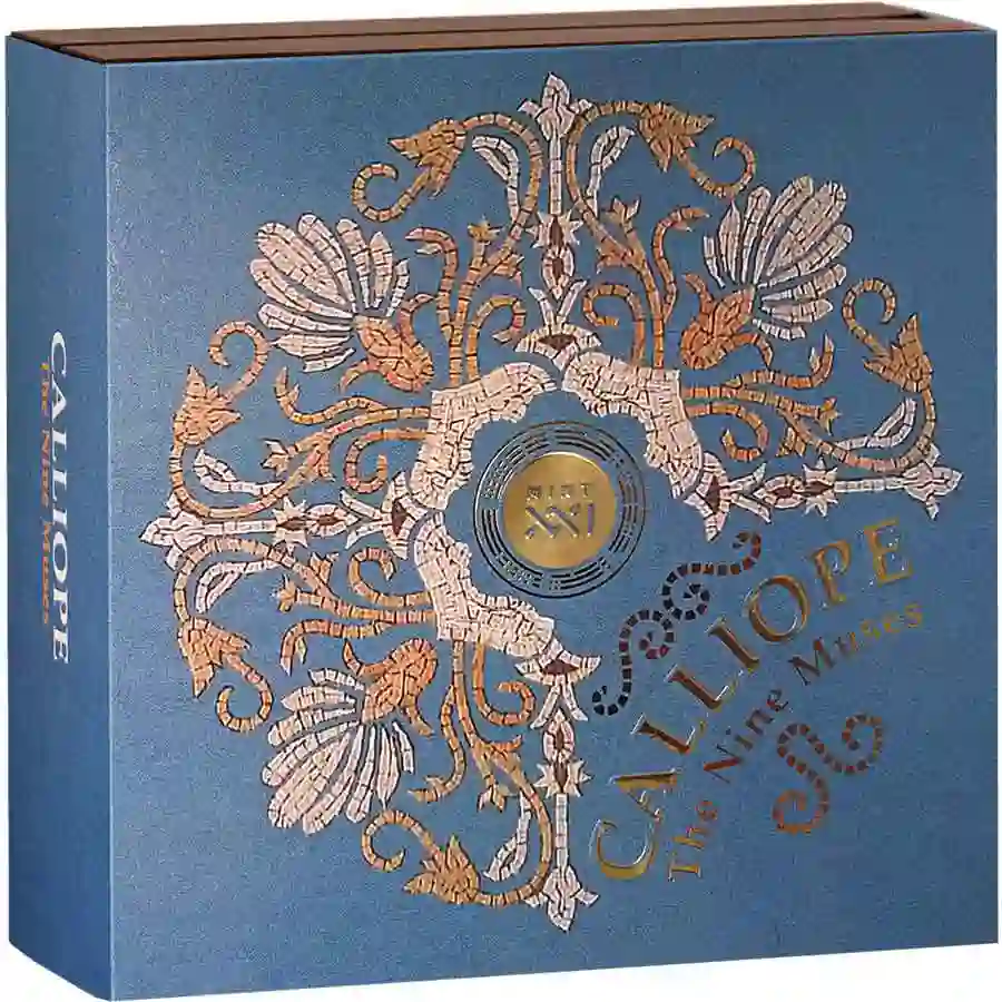NM_Calliope_box1_1000x1000 2024 Nine Muses Calliope High Relief Silver Coin