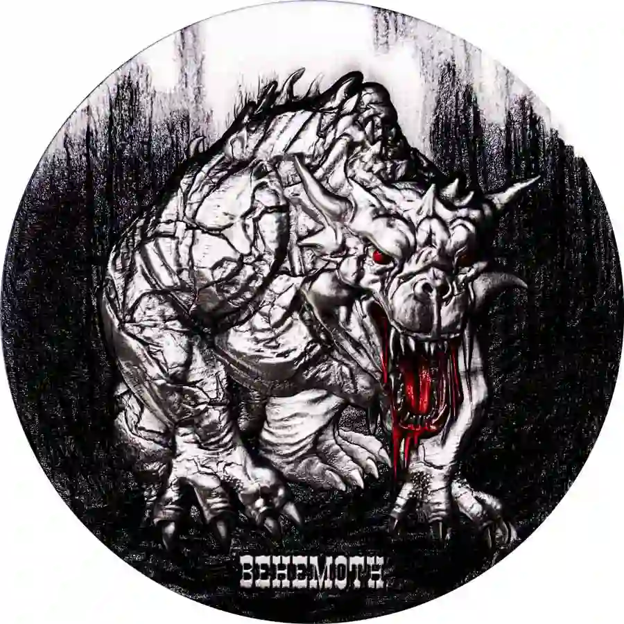 Reverse-Behemoth-Cameroun-Antique-with-colour 2024 Cameroon 2 Ounce Behemoth High Relief Color Antique Finish Silver Coin