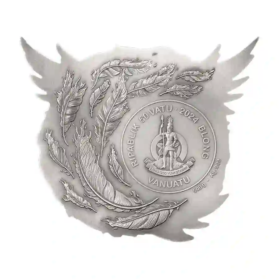 phoenix-obv 2024 Vanuatu 1/2 Kg Phoenix Ascendant Metallic Color Silver Coin