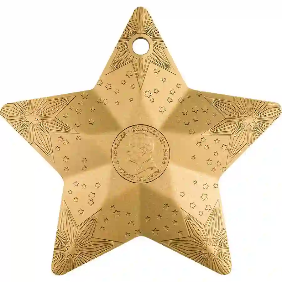 star-gilded-obv 2024 Cook Islands 1 oz Starry Sky Ornament 24K Gilded Silver Coin