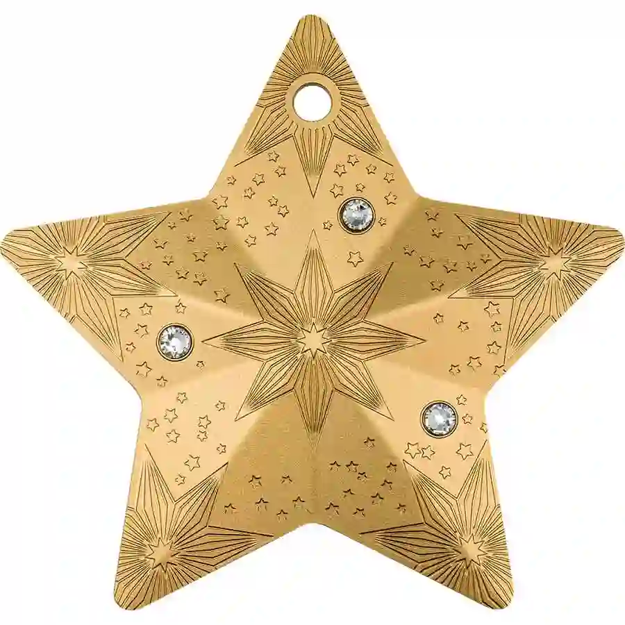 star-gilded-rev 2024 Cook Islands 1 Ounce Starry Sky Ornament 24K Gilded Silver Coin