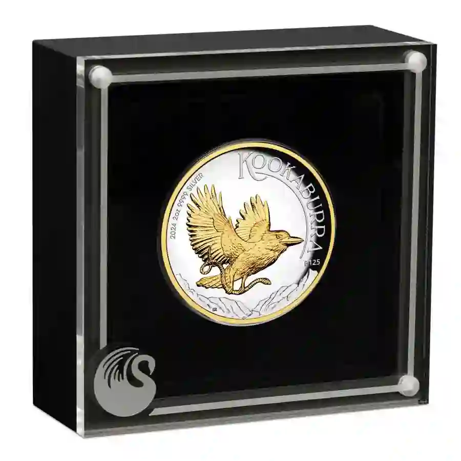 04-2024-Australian-Kookaburra-2oz-Silver-Proof-High-Relief-Gilded-Coin-InCase-HighRes 2024 Kookaburra 24K Gilded High Relief Silver Proof Coin Perth Mint