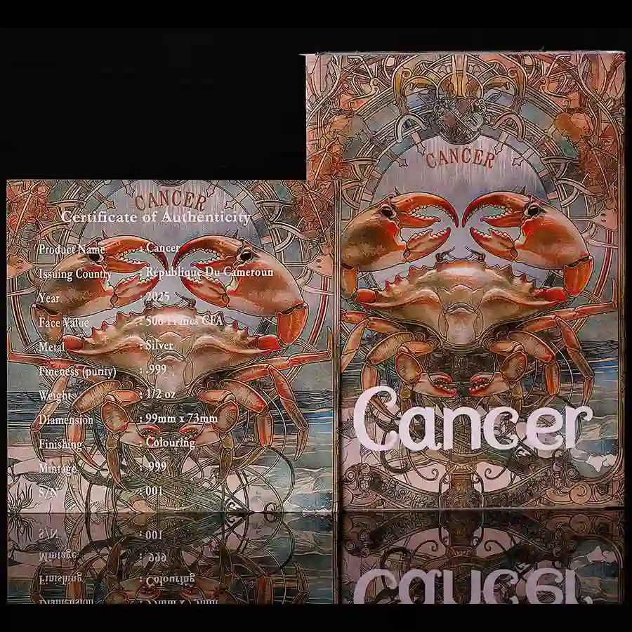 Cancer-Box 2025 Cancer Zodiac Series Colored BU Silver Coin