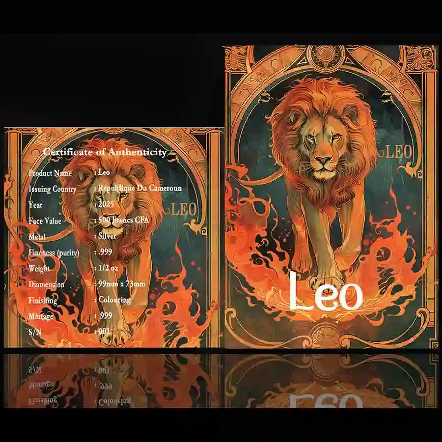 Leo-Box 2025 Leo Zodiac Series Colored BU Silver Coin