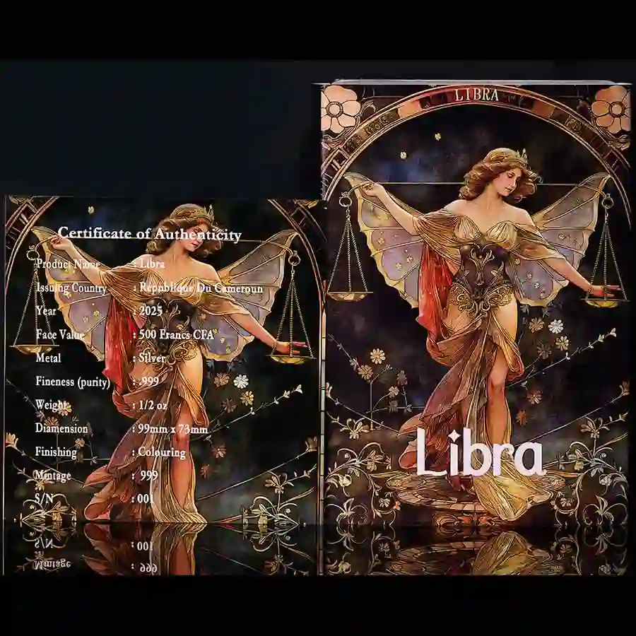 Libra-Box 2025 Libra Zodiac Series Colored BU Silver Coin