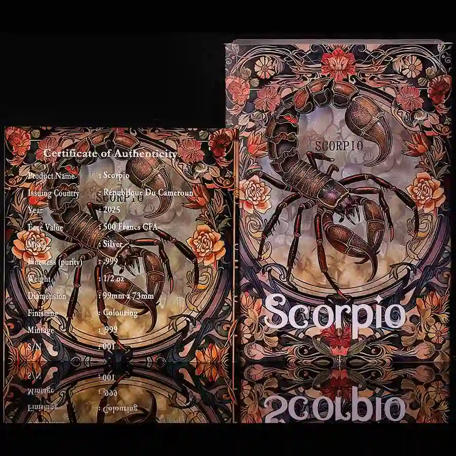 Scorpio-Box 2025 Scorpio Zodiac Series Colored BU Silver Coin
