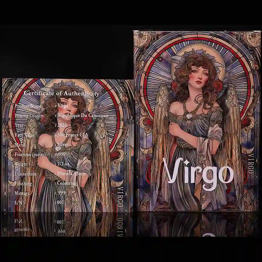 Virgo-Box 2025 Virgo Zodiac Series Colored BU Silver Coin